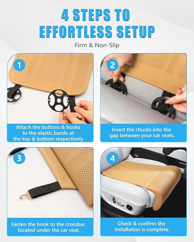 Car Seat Leg Support Cushion, Brown Leather Carseat Leg Support, Universal Waterproof Leather Extender Pad for Drivers, Office Chairs, Cars, Buses & Trains