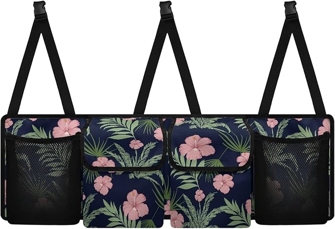 Trunk Organizer for SUV, Sedan, Van, Car Organizers and Storage with Lid (37.01"*11.8"), Oxford Cloth Car Organizers Storage Bag for SUV/MPV/Truck, Hawaii Floral Leaves