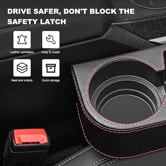 Car Seat Gap Filler Organizer, Multifunctional Auto Console Side Storage Box with Cup Holder, Universal PU Leather Cup Holder Front Seat Crevice Filler for Car Truck SUV (Beige)