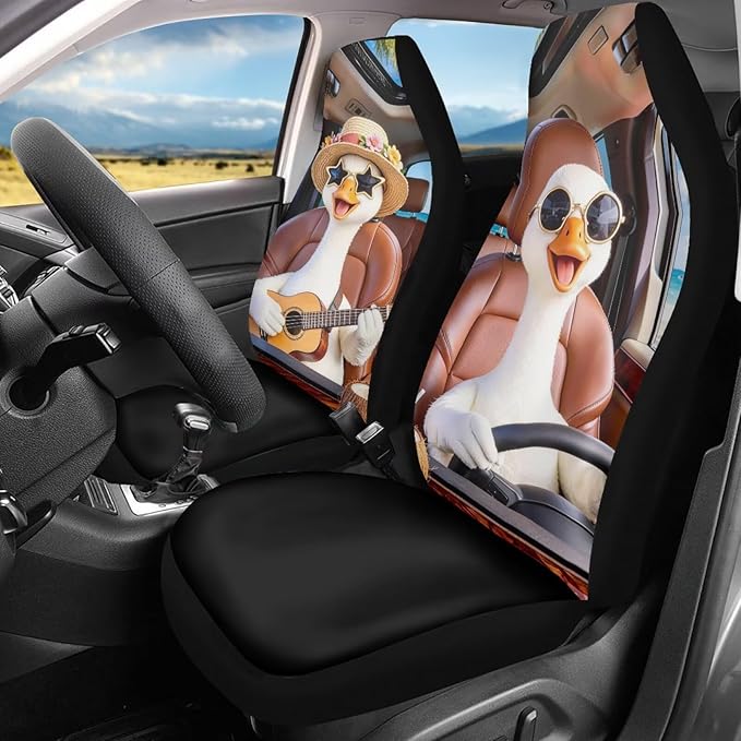 Goose Car Seat Covers Cool Comfortable Car Seat Cover for Front Seats Set of 2 Removable Automotive Accessories Elastic Polyester Suitable for Most Cars,SUV,Sedan