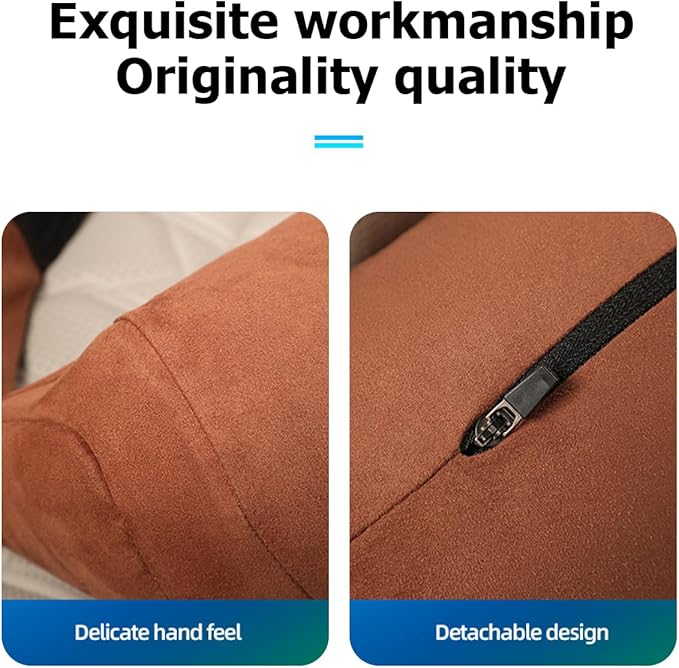 Car Headrest Neck Pillow, Suede Soft Comfortable Vehicle Seat Support Head Rest Pillow Cushion for Driving, Automotive Interior Accessories, Universal for SUV Sedan Truck (Brown)