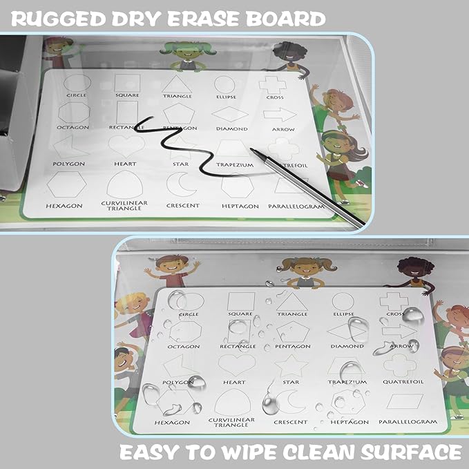 MENZOKE Kids Travel Tray for Toddler Car Seat, Toddler Gift for Boy Activities with Dry Erase Board & iPad Holder Stand, Road Trip Essentials Accessories Lap Tray for Boy as Birthday Gift, Grey