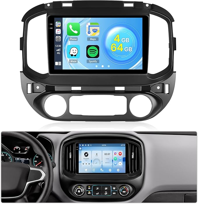 [DSP&EQ] 4+64G Car Radio for Chevy Colorado/GMC Canyon 2015-2018 Base Mode (Low-end), Android 15 9" 1280 * 720 Touchscreen Car Stereo Wireless CarPlay Android Auto WiFi Bluetooth 5.0 GPS Navigation