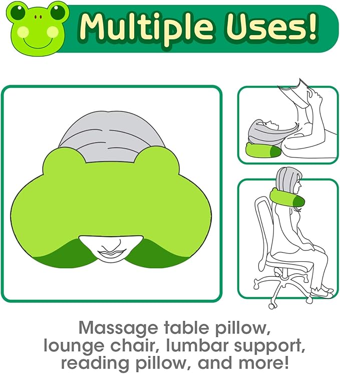 H HOMEWINS Travel Pillow for Kids,Cute Animal Neck Pillow for Boys Girls,Soft Neck Head Chin Support Pillow,Travel Accessories for Airplane, Car, Train,Recline(Frog)