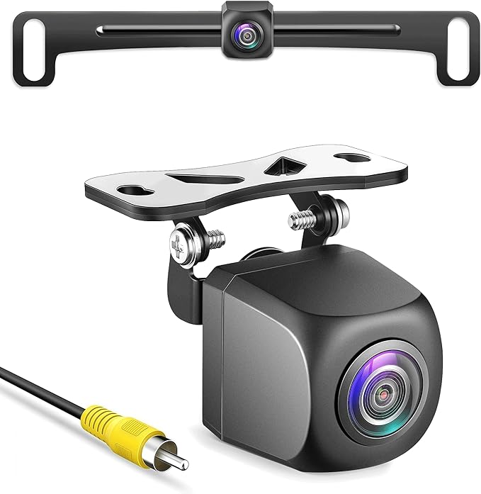 HD Backup Camera,Metal Housing 170 Degree Wide View Angle License Plate Rear View Camera for Car,Clear Night Vision IP69 Waterproof Rearview Universal Reverse Cam Kit for Vehicle SUV RV Pickup