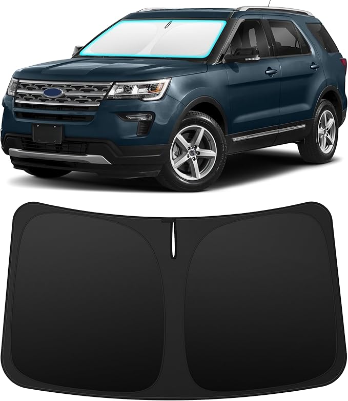 INSAUTO Custom Fit Windshield Sun Shade Accessories for Ford Explorer 2011-2019, Foldable Front Window Sunshade, UV & Heat Reflector, Keeps Interior Cool, Includes Storage Bag