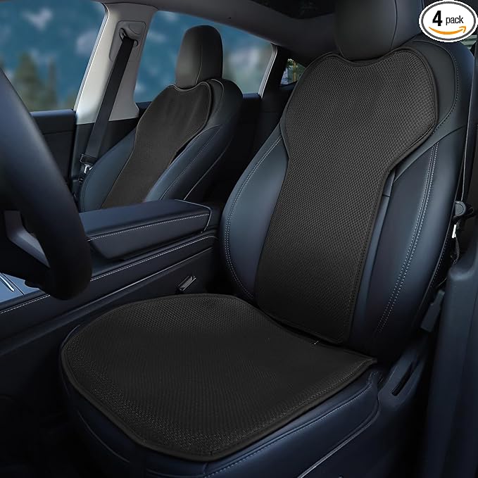 Front Car Seat Covers for Tesla Model Y Model S Model X Model 3 2017-2025 Breathable Interior Seat Cushion Protector All Season Protection Breathable (Without Logo)