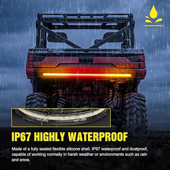 Nilight 30 Inch UTV Tailgate Light Strip 204 LED Red Running Brake Amber Turn Signals Lights Compatible with Polaris RZR Kawasaki Pioneer Can Am Golf Cart Off-Road Truck Trailer