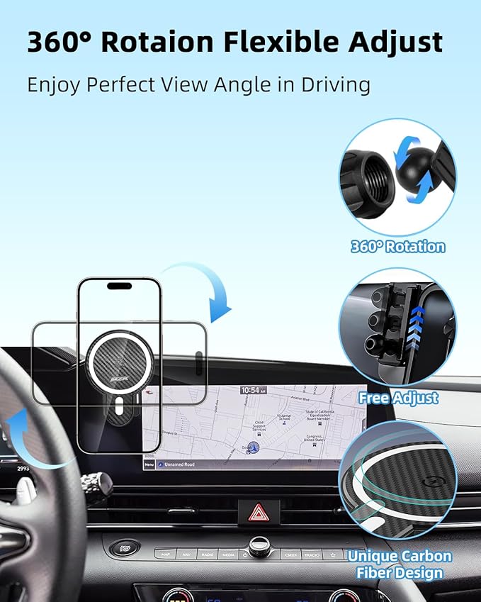 PZK Car Phone Holder for Hyundai Elantra 2021-2025 2026 SE/SEL/Sport/Limited/N Line Accessories 8-Inch/10.25-Inch Screen Magnetic 15W Fast Wireless Charger Car Phone Mount Not Affect Air Vent