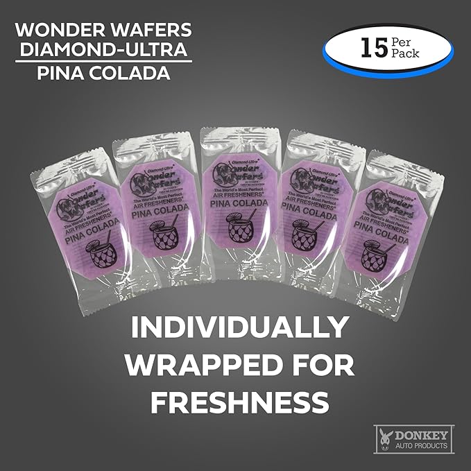 Wonder Wafers - Diamond-Ultra Scented Car Air Fresheners - Individually Wrapped (15 Per Pack) (Pina Colada)