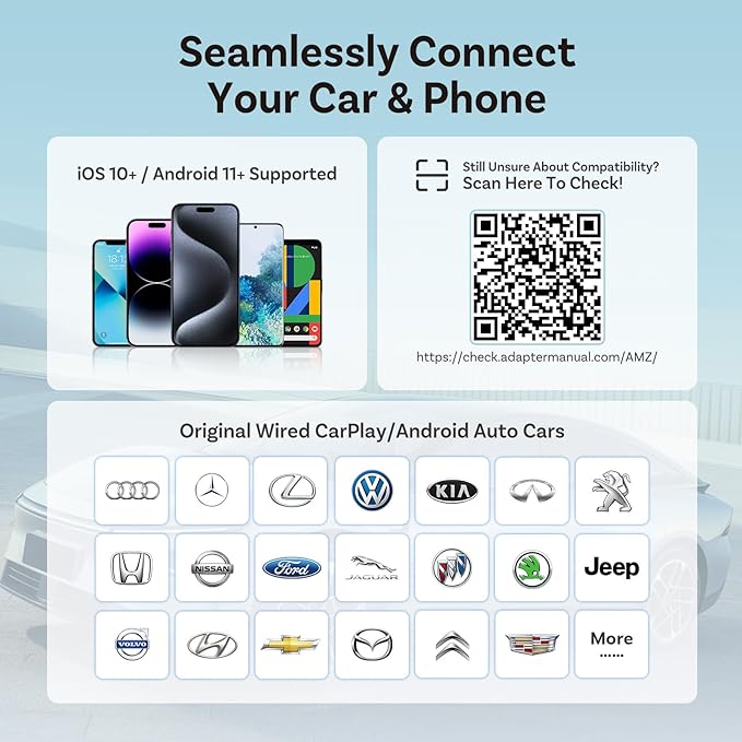OTTOCAST 2026 Upgrade Mini Slim 3.0, 2-in-1 Wireless CarPlay & Android Auto Adapter, Plug & Play Dongle, Fast Auto-Reconnect, Dual-Band 5Ghz, for Cars with Wired CarPlay & Android auto (Black)