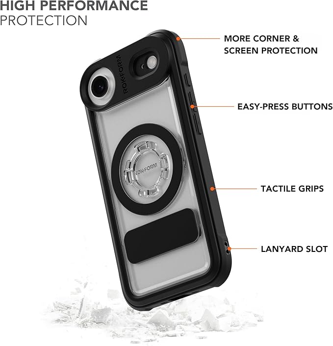 Rokform Crystal Case Compatible with iPhone 17 Air, Magnetic Cover (Clear)