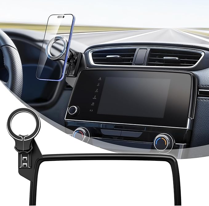 Car Phone Holder for Honda CRV 2017 2018 2019 2020 2021 2022: Magnetic Screen Cell Phone Mount for CR-V 5/7 Inch Touchscreen Accessories - 360° Rotation Compatible with MagSafe for iPhone Samsung