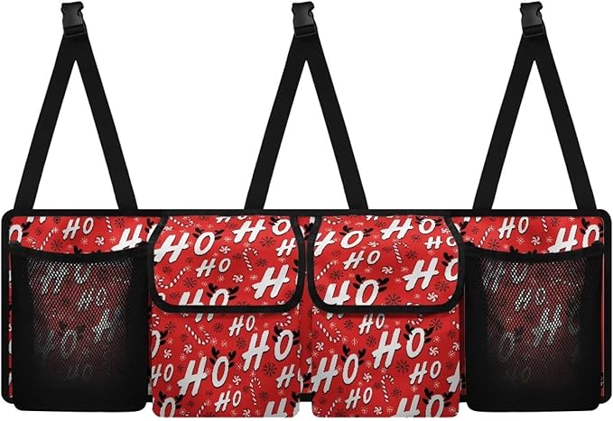 Car Trunk Organizer Red Christmas Car Back Seat Hanging Storage Bag Multipurpose Auto Interior Accessories for Hatchback Crossover Minivan Truck MPV