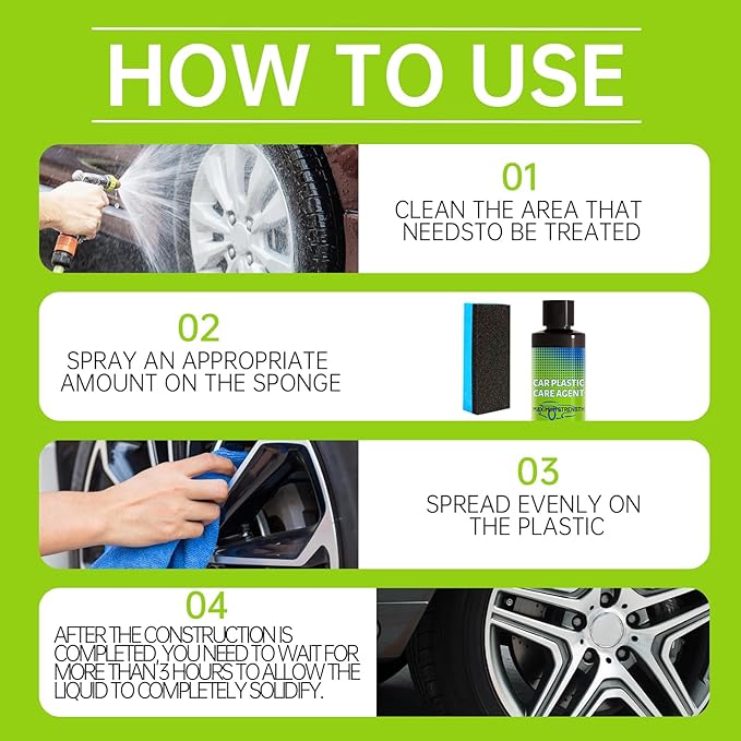 Plastic Restorer for Car Plastic Care Agent kit, Automotive Exterior and Interior Trim Scratch Remover Kit, Bring Plastic, Rubber, and Vinyl Back to Life! Safe Auto Detailing Supplies, 3.38 Fl.oz