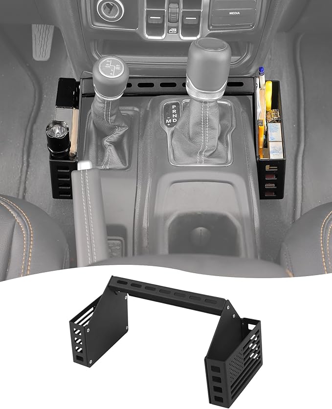 Hoolcar Gear Shift Center Console Organizer Side Tray Compatible with Jeep Wrangler JL/JLU 2018-2024 & Jeep Gladiator JT Truck 2020-2023 Interior Shifter Storage Box Accessories, American Flag