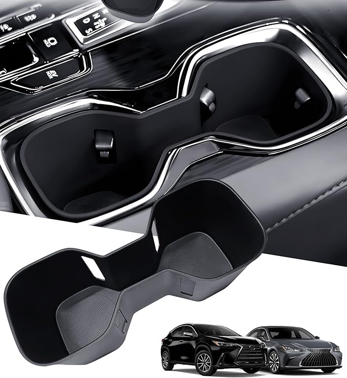 Center Console Cup Holder Inserts for Lexus ES 2025 2024 2023 & Lexus NX 2025 2024 2023 2022, TPE Interior Accessories Cup Holder Cover for 2023-2025 ES & 2022-2025 NX, Black