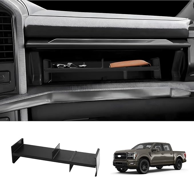 LUWU Glove Box Organizer Compatible with 2021-2025 2026 Ford F150 Accessories Passenger Side Storage Divider Partition Insert Box Glove Storage Compartment Organizer Tray ABS Materials