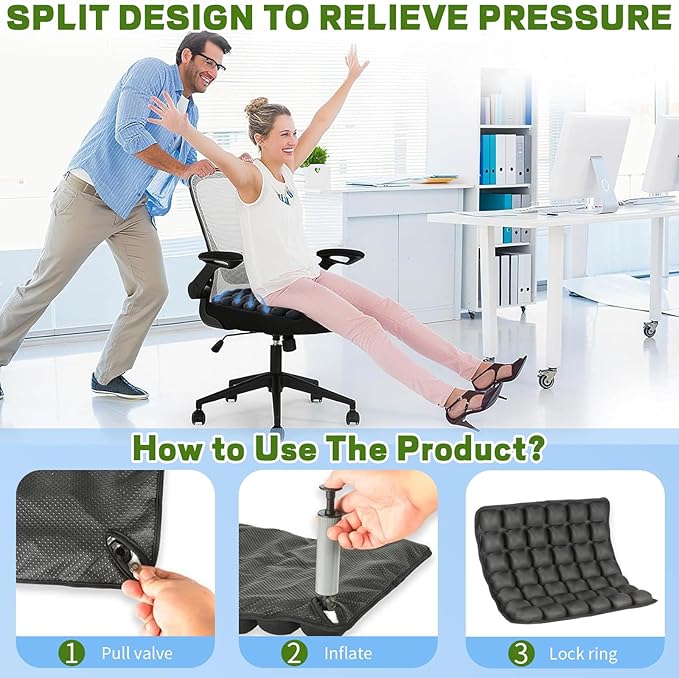 Travel Seat Cushion for Airplane, Airplane Seat Cushion for Long Flights Without Air Pump, Portable Ergonomic Travel Cushion for Car,Office,Stadium (42 Air Bag)