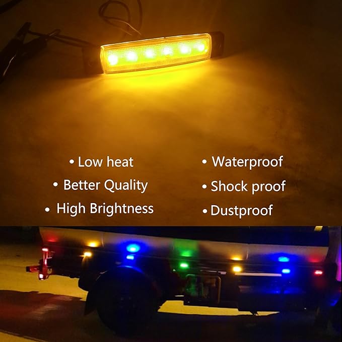 10 Pcs Amber LED Rock Strip Lights,Wheel Well Underglow Lighting Kits,Car Rock Lights Exterior Side Marker Lights for Wrangler Truck Golf Cart RV RV SUV Offroad