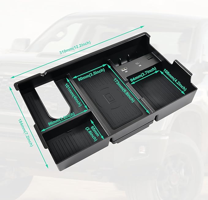 KEWISAUTO Wireless Charger for Toyota Tundra 2014-2021, Center Console Organizer Tray Armrest Storage Fast Wireless Phone Charging Panel Pad for 2014-2021 Toyota Tundra Accessories