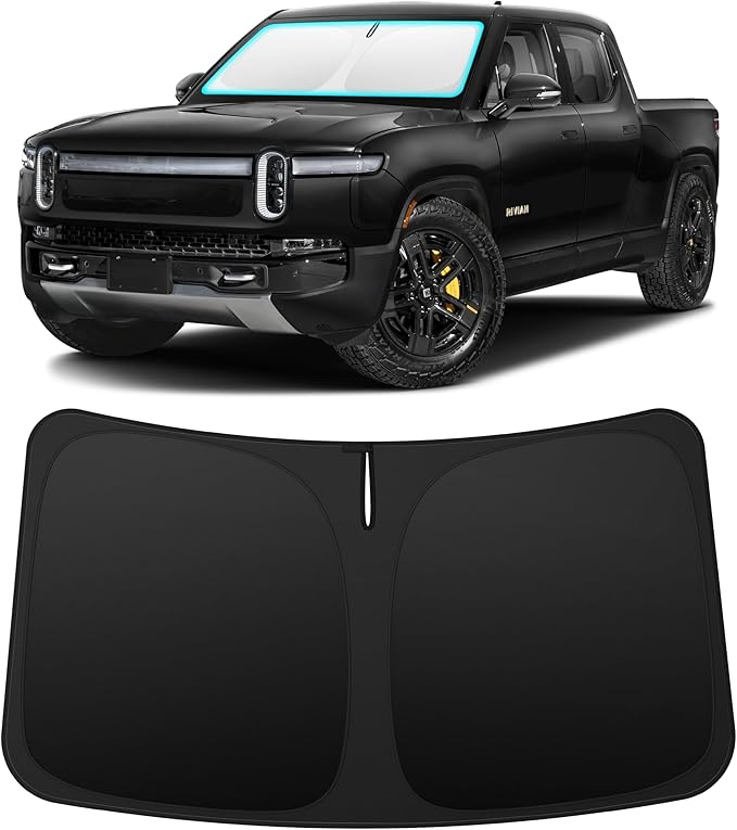 INSAUTO Custom Fit Windshield Sun Shade Accessories for Rivian R1T 2022-2026, Foldable Front Window Sunshade, UV & Heat Reflector, Keeps Interior Cool, Includes Storage Bag