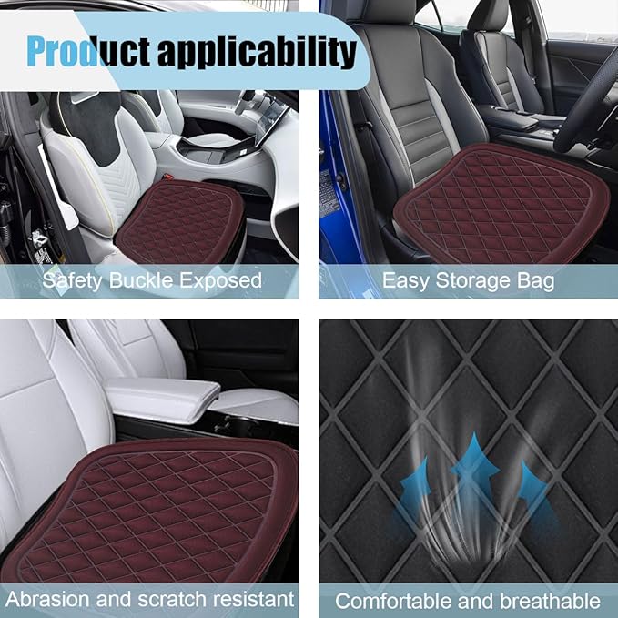 Car Seat Covers, Breathable Comfort Seat Protector Cover, Four Seasons Universal 3D Decompression Front Driver Seat Cover, Anti Slip Car Accessories for Most Vehicle Seats, Office Chairs (Red)
