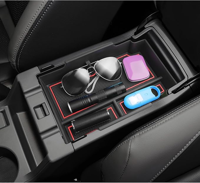 LUWU Center Console Organizer Compatible with Subaru Crosstrek & Impreza 2024-2026 Accessories Armrest Console Secondary Storage Box Insert Tray ABS Material with Coin Holder Red