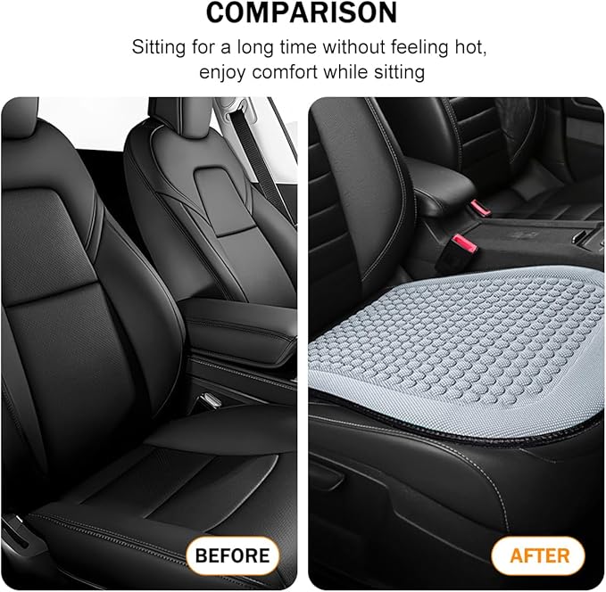 Car Front Seat Bottom Cover, Cool Breathable Anti-Slip Vehicle Driver Seat Protector Cushion, Comfortable Auto Interior Chair Protection Pad Mat, Universal for Truck SUV Sedan (Grey)