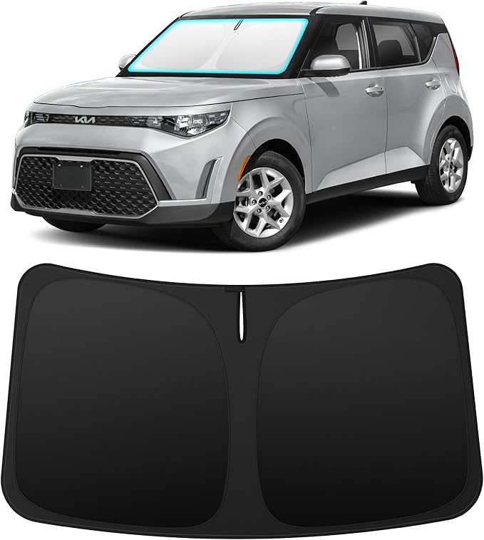 INSAUTO Custom Fit Windshield Sun Shade Accessories for Kia Soul 2020-2026, Foldable Front Window Sunshade, UV & Heat Reflector, Keeps Interior Cool, Includes Storage Bag