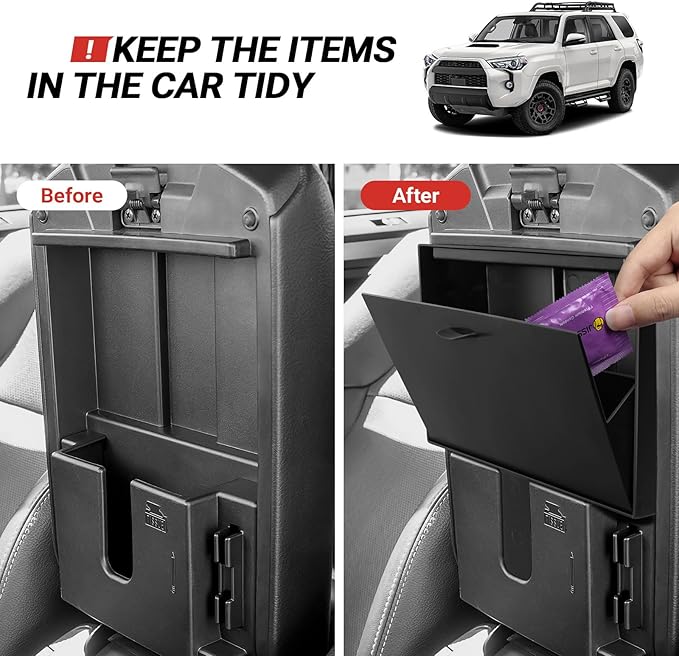 Hellet 4PCS Center Console Organizer Compatible with Toyota 2014-2020 2021 2022 2023 2024 4Runner Interior Accessories Hidden Storage Drawer Box