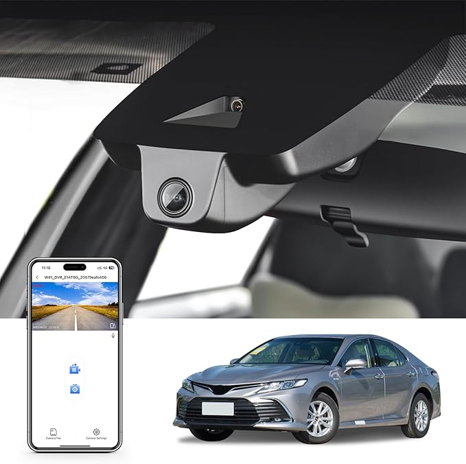 Mangoal 4K Dash Cam Custom fit for Toyota Camry & Camry Hybrid 2018 2019 2020 (Model B), LE L XLE SE XSE Sedan 4D etc, Integrated OEM Look, UHD 2160P Video, App & WiFi,Easy to Install, 64GB Card