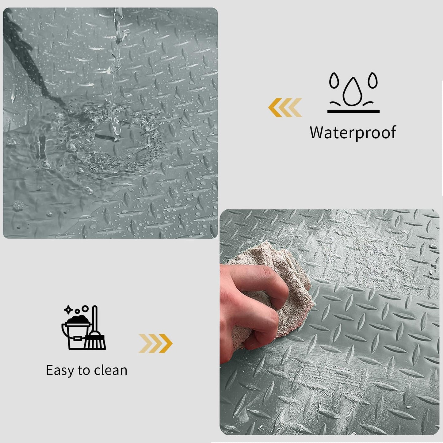 Premium Garage Floor Mat, Commercial Grade Heavy Duty Parking Mat for Garage Floor, Golf Cart Parking, Water/Stain Resistant Floor Runner (Grey Diamond, 2 Rolls x 4 x 10 Feet)