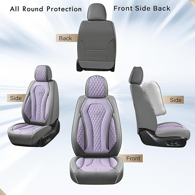 Coverado Leather Seat Covers 2 Seats, Car Seat Covers Front Seats, Purple Car Seat Cover 2 Pack, Front Car Seat Covers, Car Seat Cushion, Auto Seat Covers Driver Seat Protector Universal Fit Most Cars