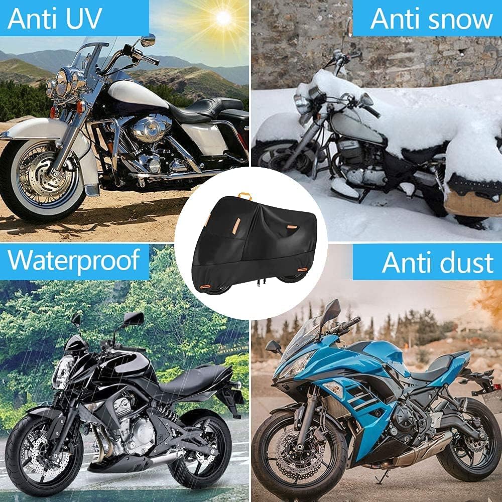 300D Oxford Heavy Duty Motorcycle Cover, Dirt Bike Cover, 96 inch XL for Adventure Cruiser Street Sport Touring - Tear Proof Night Reflective Lock Holes Waterproof Impermeable Outdoor Protect