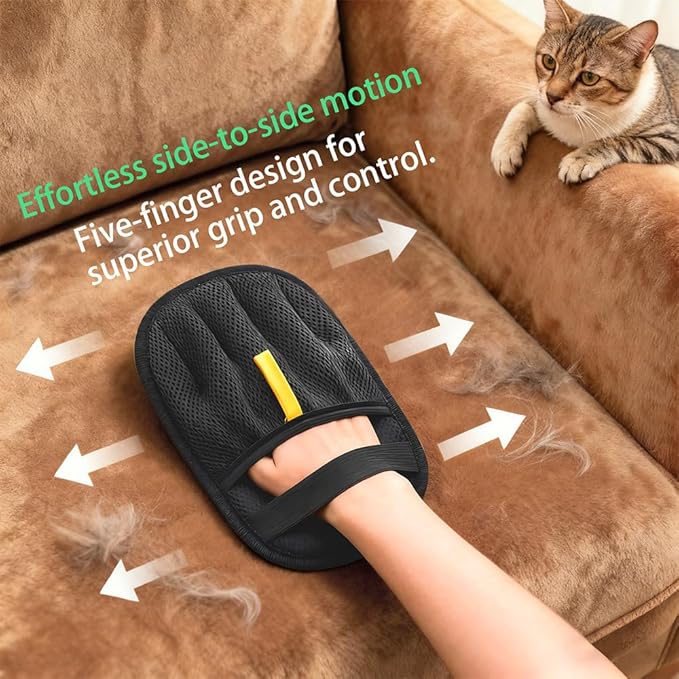 2PCS Pet Hair Removal Glove for Dogs & Cats- Upgraded 10mm Thickened Electrostatic Magic Brush- Pet Hair Remover Glove for Couch, Furniture, Clothes, Car & Carpet, Reusable Pet Hair Removal Tool
