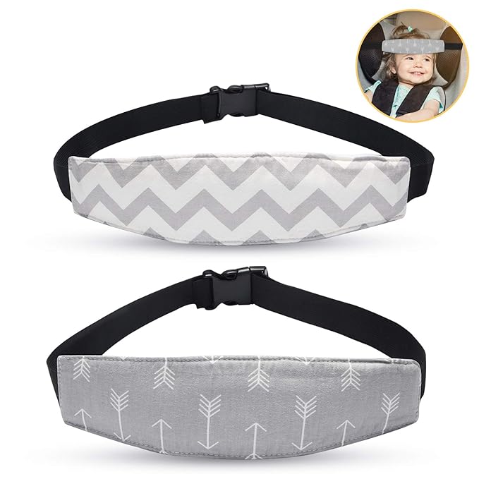 Baby Carseat Head Support,Car seat Straps Pillow Support Ban,Stroller Neck Relief Strap Headrest,Slumber Sling Sleep Positioner for Toddler Infants Child Children Kids(Gery)
