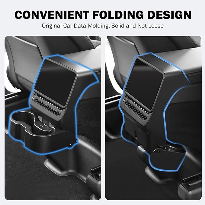 Rear Cup Holder for Tesla Model Y Juniper 2026/ Model 3 Highland 2025 2026, Rear Center Console Cup Drink Holder, No Drilling, Anti-Slip & Secure Fit Accessories for Model Y Juniper Back Seat
