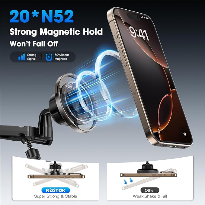 Magnetic Car Phone Holder, 2-in-1 CD Slot and Car Vent Phone Mount, 360°Rotation Tool-Free Installation Magnetic Car Mount for iPhone 17/16/15/14/13/12 Series