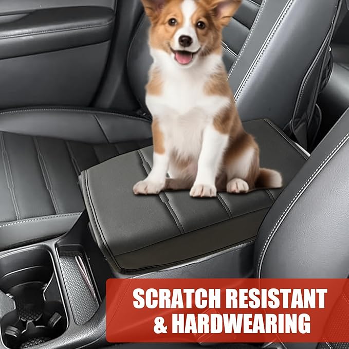 for Honda CRV 2026 2025 2024 2023 Center Console Cover - Vegan Leather Armrest Protector for Honda CR-V LX EX Sport Hybrid EX-L Sport Touring Hybrid Accessories 2023 2024 2025（Black Stitches）