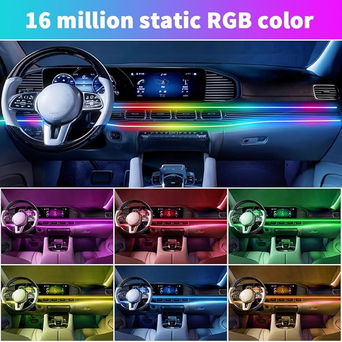 for Car LED Ambient Lighting Kit Smart RGB Bulb Interior Decor Cars Neon Accent Lights with Wireless APP Control 210 Dynamic Modes,4 Music Modes,16 Million Colors 43.3 Inch USB LEDs Strip Accessories