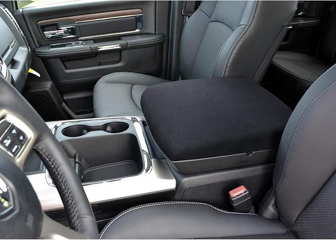 Center Console Armrest Pad Cover for Dodge Ram 1500 2500 3500 4500 5500 Pickup Truck 1993-2023 Black Soft Car Armrest Seat Box Protector Cushion Interior Accessories All Weather