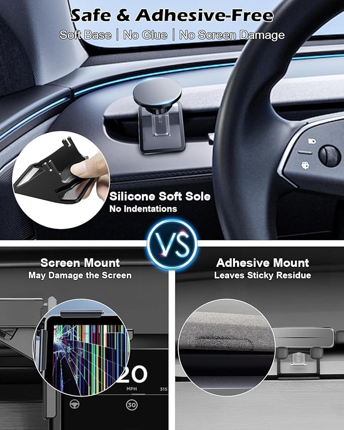 CloudValley Magnetic Phone Mount for Tesla Model 3 Highland Model Y Juniper, Strong Grip, 360° Adjustable, Dashboard Car Holder 2025, Compatible with iPhone MagSafe 17/16/15/14/13/12