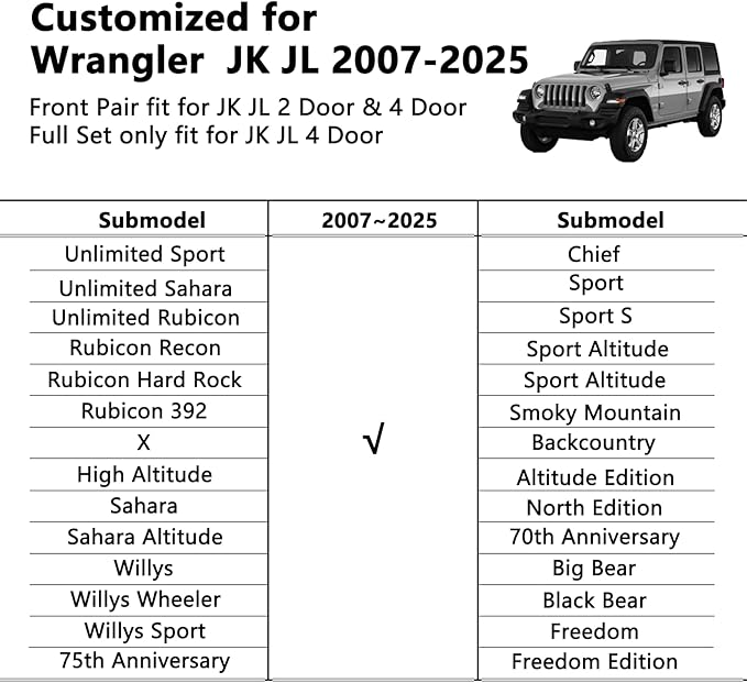 Wrangler Seat Covers 2007-2026 Front Pair, Waterproof Leather Interior Sets with Lumbar Support Custom Fit for Jeep Wrangler JK JL 2/4 Door Unlimited Sahara/Sport/Rubicon X 392 Willys, Gray