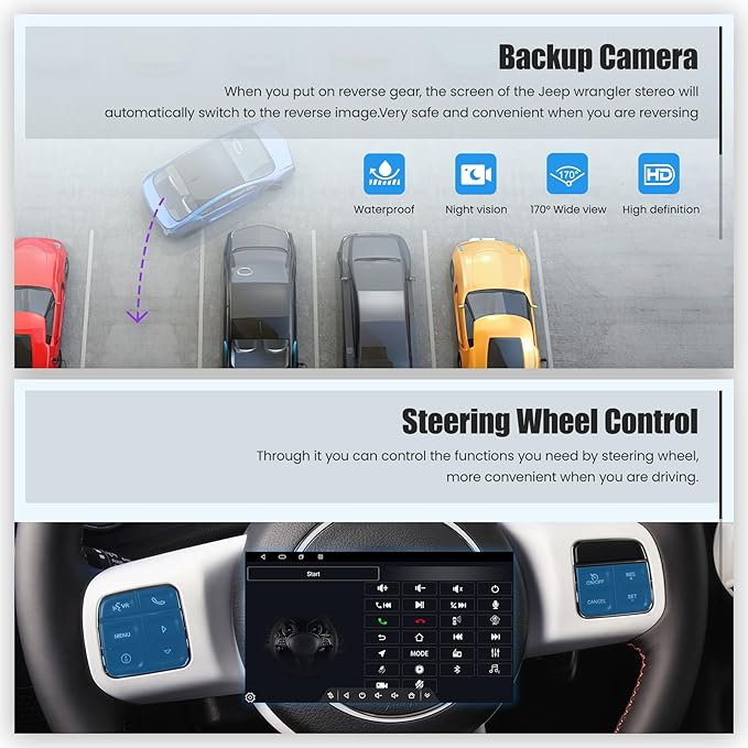 Android 15 4GB+64GB Car Radio for Jeep Wrangler 2015 2016 2017,10.2 inch QLED Touchscreen - Wireless Carplay & Android Auto,GPS Navigation & Bluetooth