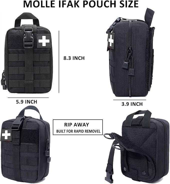 Upgrade Tactical Molle Seat Back Organizer with 5 Detachable Pouches, Universal Car Seat Back Bag Vehicle Organizers Panel Protector for Car Truck Jeep Vehicle (Black)