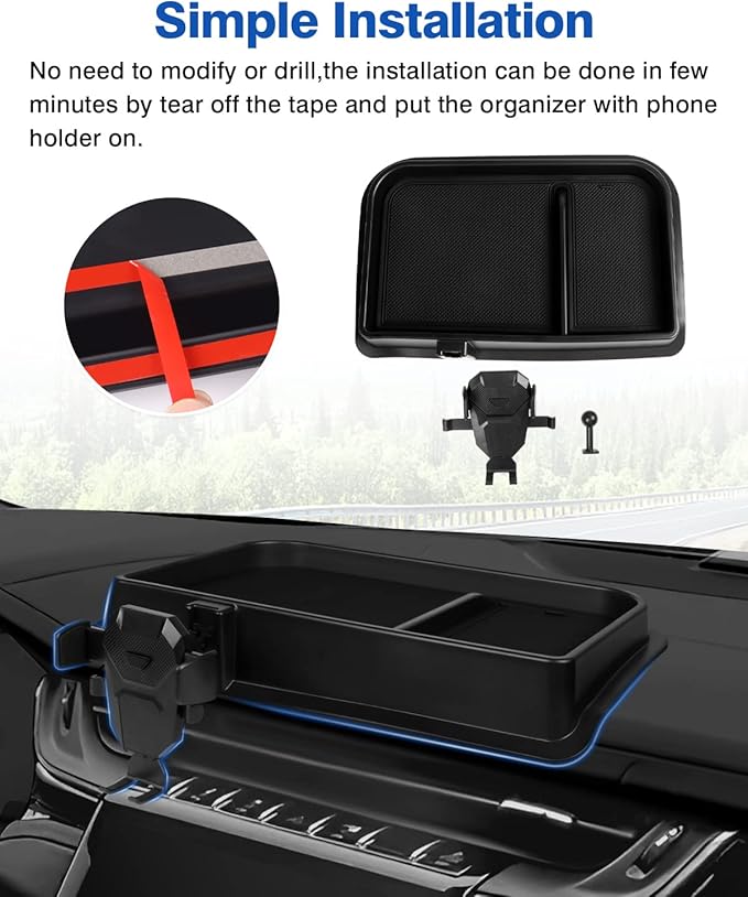 Autorder Phone Holder Mount for Jeep Grand Cherokee 2022 2023 2024 2025/Grand Cherokee L 2021 2022 2023 Center Console Dashboard Organizer with Phone Stand with Anti-Slip Mat