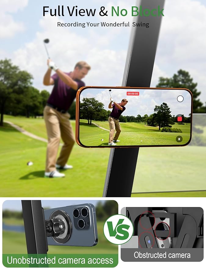 GBEAST Magnetic Golf Cart Phone Holder Compatible with MagSafe for iPhone 12-17 Series, N52 Magnets Phone Mount for EZGO/Club Car/Yamaha,360° Rotation Golf Accessories for Men Women, Gifts for Golfer