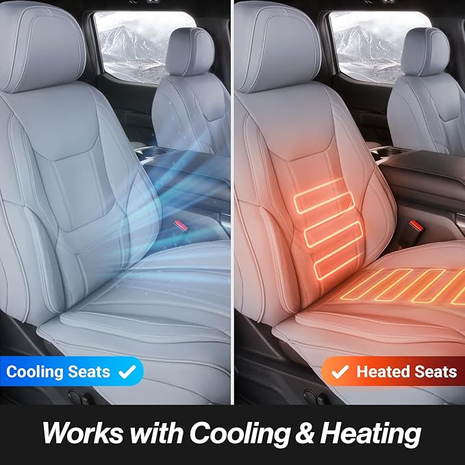 Coverland Custom Fit Car Seat Covers for SUV Compatible with [2009-2018 Subaru Forester] Premium Car Seat Cover Water Resistant Leather Non-Slip Interior Protector [Front Gray - Size Chart A23]