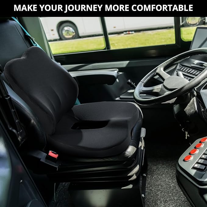 HOMBYS Memory Foam Truck Seat Cushion,Truck Seat Cushions for Truck Drivers,Semi Truck Truck Driver Seat Pad & Back Support for Truck Drivers,Semi Truck Driver Accessories,Black